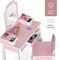 Best Choice Kids Wooden Pretend Play Vanity and Chair Set w/ Mirror – Little Girls Makeup Table with 3 Drawers